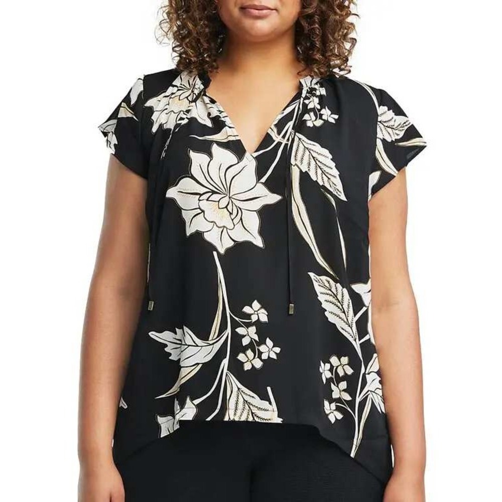 Estelle Alani Floral Top Womens 3X Black Flowy Bloomcore Boho Resort‎ Chic NWT